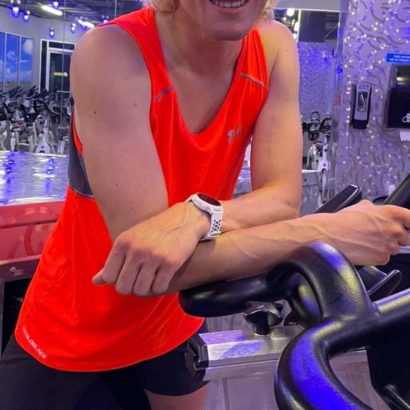 UNDER ARMOUR MEN NEON ORANGE REFLECTIVE SILVER HEATGEAR TANK TOP VEST SHIRT JOCK - Picture 9 of 15